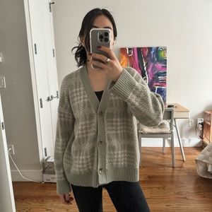Pastel Green Plaid Cardigan
